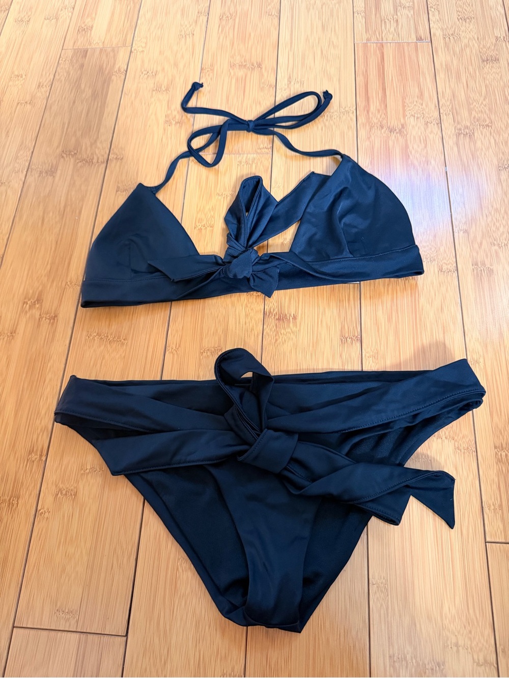 Black Tie-Front Women's Bikini Set - Adore Me